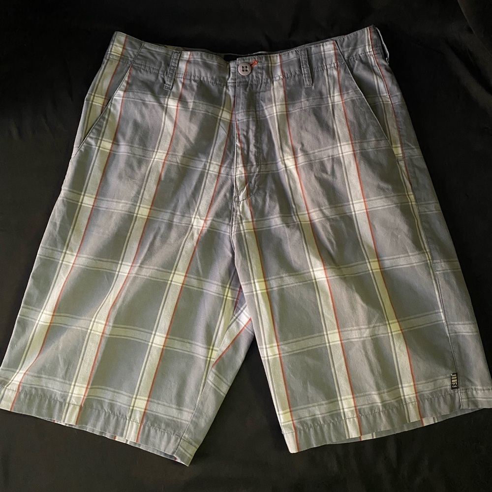 Billabong Blue and White Plaid Shorts